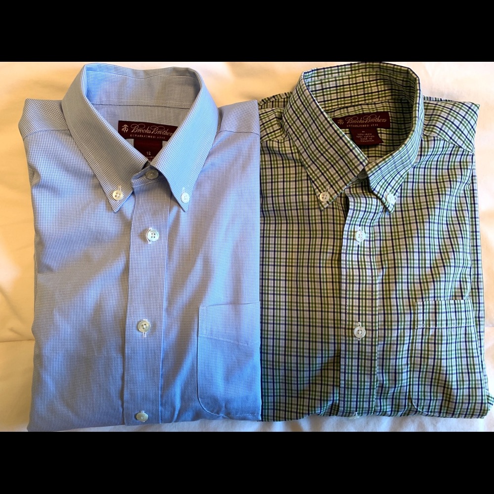 2 brooks brothers boys no iron button down shirts